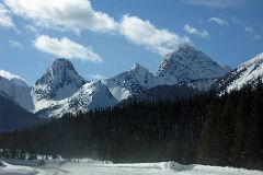11 Commonwealth Peak, Sharks Tooth, and Mount Birdwood From Highway 742 Smith-Dorrien Spray Trail In Kananaskis In Winter